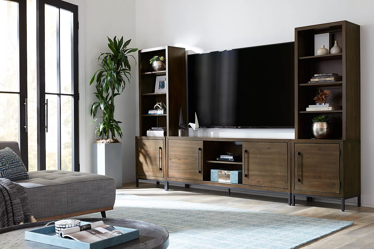 The Archer entertainment wall in Macchiato in a room scene.